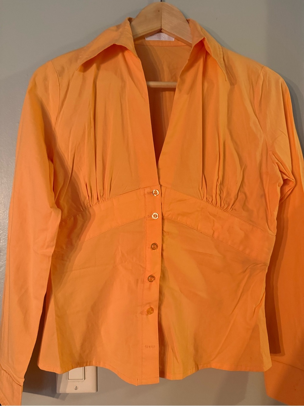 Orange Button-Front Collared Blouse - Picture 3 of 6